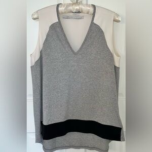 Aquilano Rimondi silk crepe/viscose jersey tank. Grey, black, off-white. Euro 4